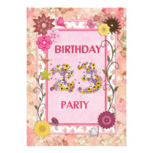 23rd birthday party invitation with floral frame