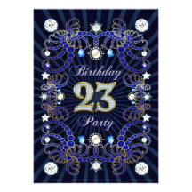 23rd birthday party invite with masses of jewels