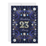 23rd birthday party invite with masses of jewels