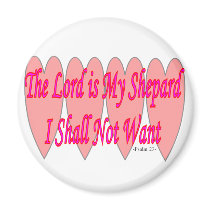 23rd Psalm--Pink Hearts--Gifts Refrigerator Magnets