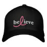 ($24.95) Believe Breast Cancer Ribbon Hat Embroidered Baseball Cap