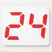 24 twenty-four red alarm clock digital number mouse mats