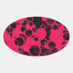 257__pink-urban-paper HOT PINK BLACK URBAN PAPER Oval Sticker