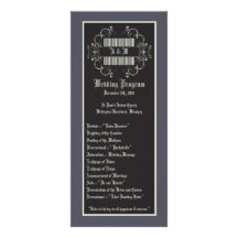 25 4x9 Wedding Program Black Tie Affair Filigree Custom Rack Card