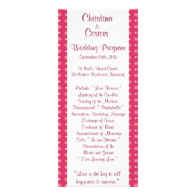 25 4x9 Wedding Program Love Birds Pink Stripes/Dot Custom Rack Card