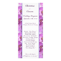 25 4x9 Wedding Program Purple Orchids on Stem Rack Cards