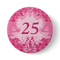 "25" age damask elephant pink button/badge