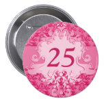 "25" age damask elephant pink button/badge