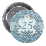 "25" age damask elephant silver button/badge