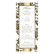 25 Brown/Creme Floral Damask Wedding Menu Customized Rack Card