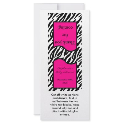 25 Lollipop Topper Hot Pink Zebra Print by AnnLeeDesigns