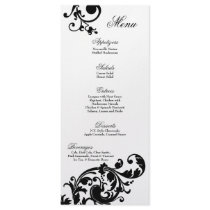 25 Menu Cards Black White Floral Filigree Flower