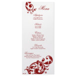 25 Menu Cards Crimson Red Floral Filigree Flower