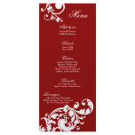 25 Menu Cards Crimson Red Floral Filigree Flower