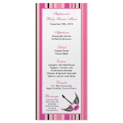 25 Menu Cards Girl Pink Punk Rock Skull Crossbones by thepapergenius