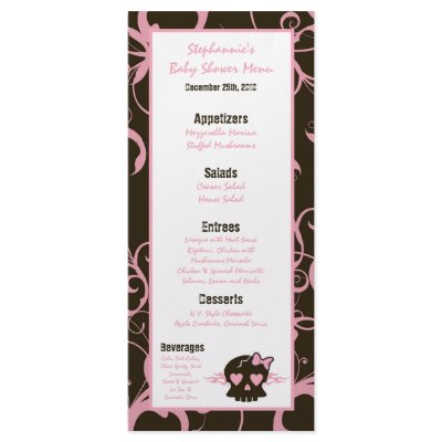 25 Menu Cards Girly Girl Pink Punk Rock Skull Flam by thepapergenius