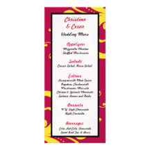 25 Menu Cards Hot Pink/Yellow Swirls Dots Rack Card