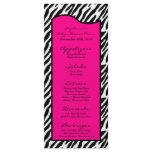25 Menu Cards Hot Pink Zebra Print rack cards