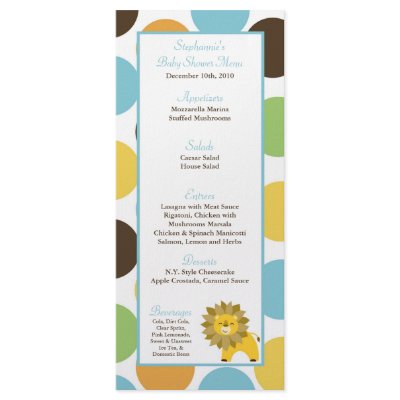 25 Menu Cards Jungle King Lion Safari Zoo Animal by AnnLeeDesigns