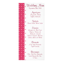 25 Menu Cards Love Birds Pink Stripes/Dots pinks Custom Rack Card