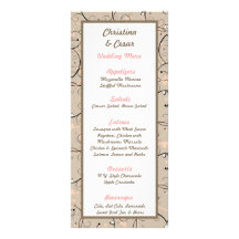 25 Menu Cards Magenta Light Coral Pink/Brown Swirl Custom Rack Card