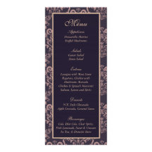 25 Purple Damask Lace Wedding Menu Customized Rack Card