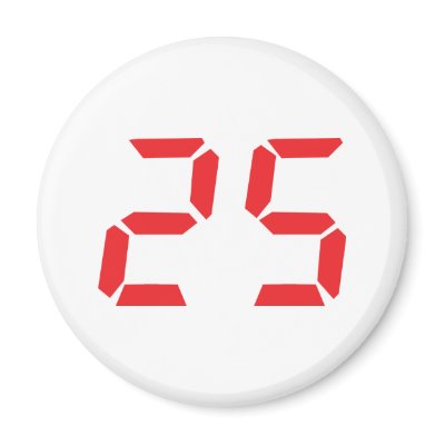 25 twenty-five red alarm clock digital number fridge magnet by Tomaniac