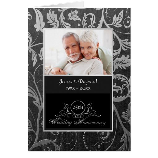 25ème anniversaire de mariage de damassé noire et  cartes de vœux