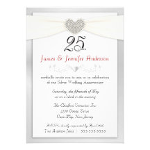 25ème Argent de cru d'invitation de fête d'anniver