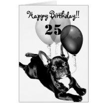 25ème carte de voeux heureuse de bouledogue frança