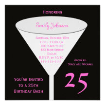 25ème Invitation de fête d'anniversaire -- 25ème P