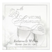25ème Invitations d'anniversaire de mariage - carr