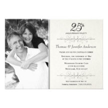 25èmes invitations élégantes de fête d'anniversair