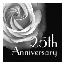 25th Anniversary Invitation - SILVER Rose