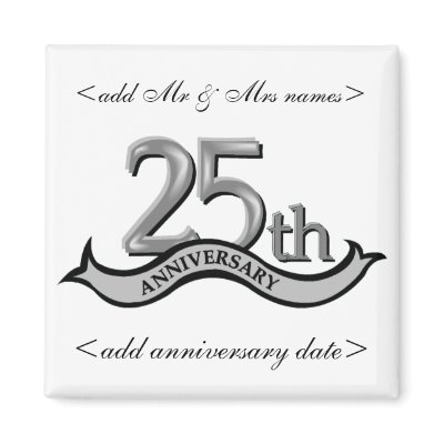 25th Anniversary Party Favours Refrigerator Magnet by malibuitalian