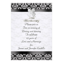 25th Anniversary party invitation black and white