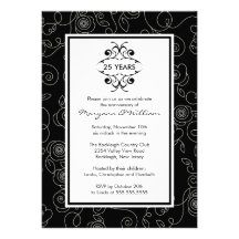 25th Anniversary Party Invitation Black & White