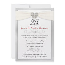 25th Anniversary Party Invitation  Vintage Silver