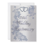 25th anniversary party silver hearts formal personalized invites