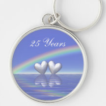 25th Anniversary Silver Hearts Key Chain