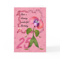 25th Birthday Card with Moonies cute bloomers,