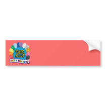 25th Birthday Gifts with Assorted Balloons Design Bumper Sticker