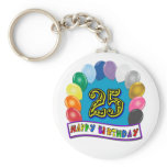 25th Birthday Gifts with Assorted Balloons Design Keychain