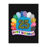 25th Birthday Gifts with Assorted Balloons Design Post Cards
