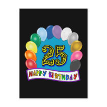 25th Birthday Gifts with Assorted Balloons Design Post Cards