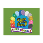 25th Birthday Gifts with Assorted Balloons Design Post Card