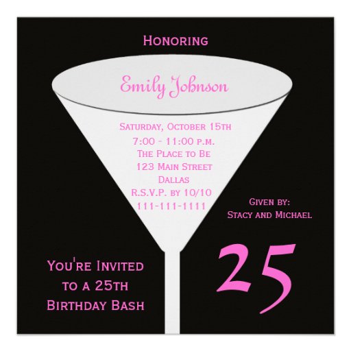 25th Birthday Party Invitation -- 25th Toast