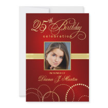 25th Birthday Party Invitation - Photo optional
