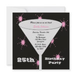 25th Birthday Party Invitation -- Pink 25th Toast