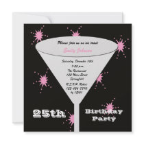 25th Birthday Party Invitation -- Pink 25th Toast